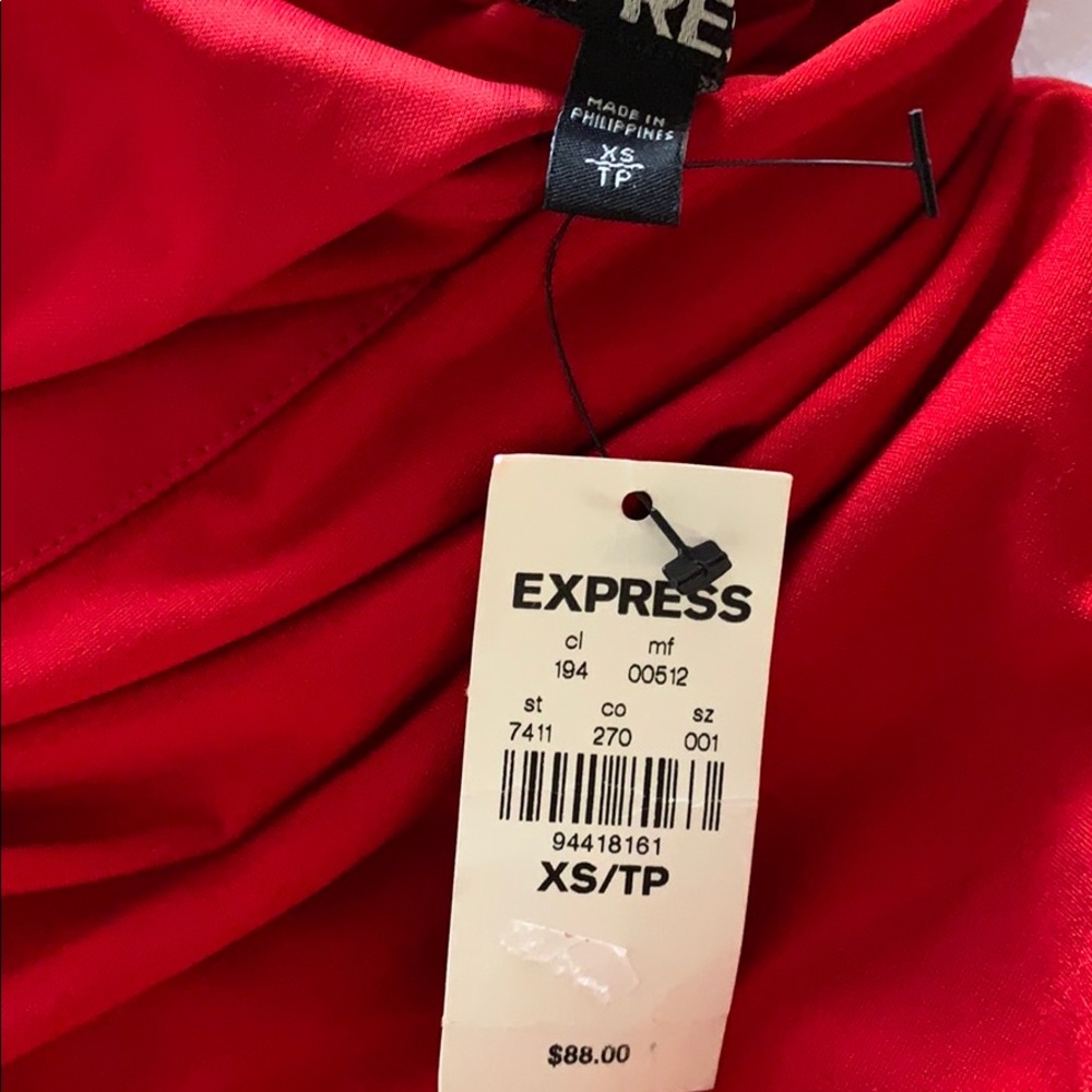 EXPRESS RUCHED RED COCKTAIL DRESS - Picture 8 of 9